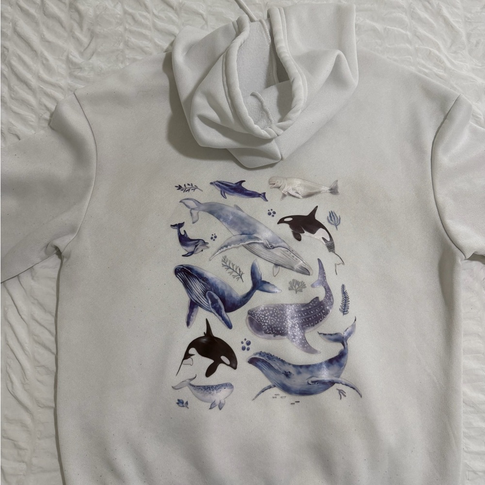 Old Navy White Hoodie with Whale Print